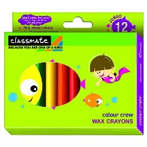 COLOR CREW WAX CRAYONS REGULAR, 12 SHADES